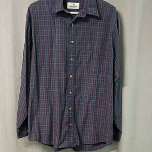 Van Heusen Purple and Teal Plaid Long-Sleeve Button-Down Shirt